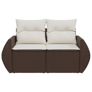 Divano da Giardino a 2 Posti con Cuscini in Polyrattan Marrone 366211