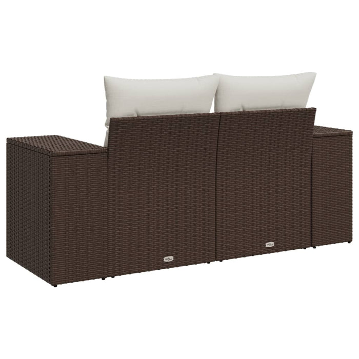 Divano da Giardino a 2 Posti con Cuscini in Polyrattan Marrone 366212