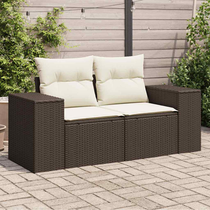 vidaXL Divano da Giardino a 2 Posti con Cuscini in Polyrattan Marrone