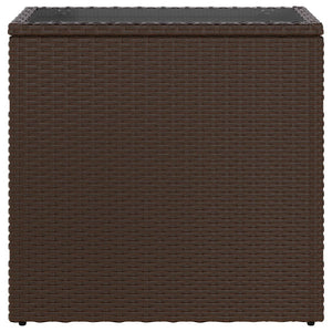Tavolino Giardino Piano Vetro Marrone 58x27,5x55 cm Polyrattan 366214