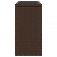 Tavolino Giardino Piano Vetro Marrone 58x27,5x55 cm Polyrattan 366214