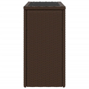 Tavolino Giardino Piano Vetro Marrone 58x27,5x55 cm Polyrattan