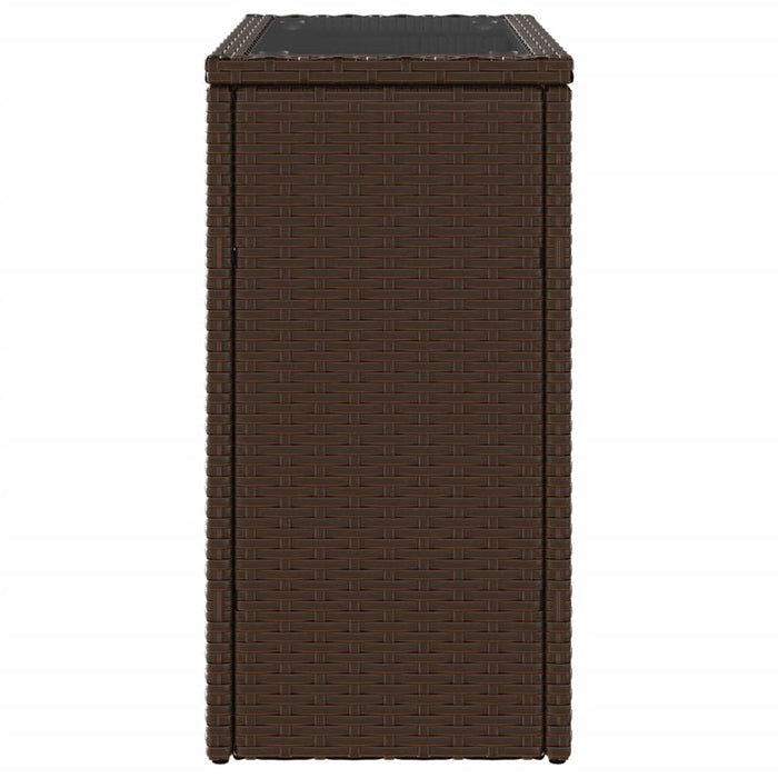 Tavolino Giardino Piano Vetro Marrone 58x27,5x55 cm Polyrattan