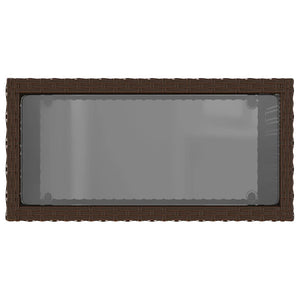 Tavolino Giardino Piano Vetro Marrone 58x27,5x55 cm Polyrattan