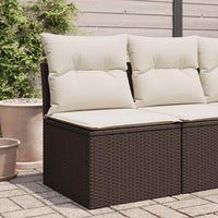 Sedia Giardino Senza Braccioli con Cuscini Polyrattan Marrone 366215