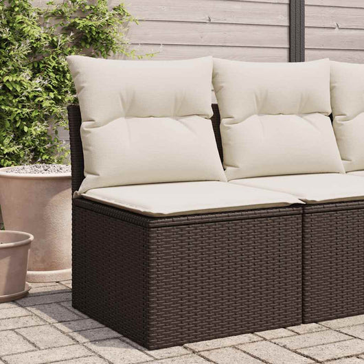 Sedia Giardino Senza Braccioli con Cuscini Polyrattan Marrone 366215