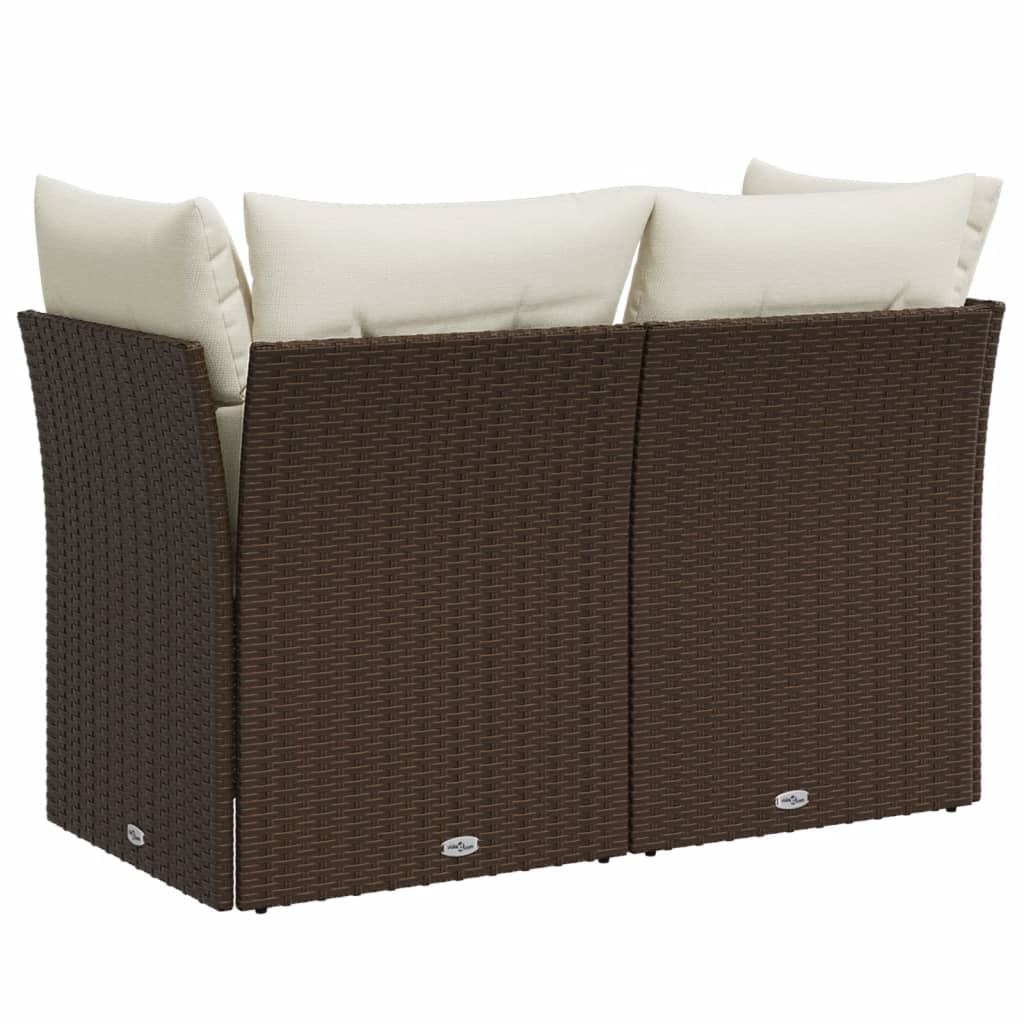 Divano da Giardino a 2 Posti con Cuscini in Polyrattan Marrone 366217