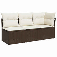 <em> Divano da Giardino a 3 Posti con Cuscini in Polyrattan Marrone</em> 366218