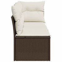 <em> Divano da Giardino a 3 Posti con Cuscini in Polyrattan Marrone</em> 366218