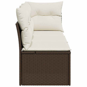 <em> Divano da Giardino a 3 Posti con Cuscini in Polyrattan Marrone</em> 366218