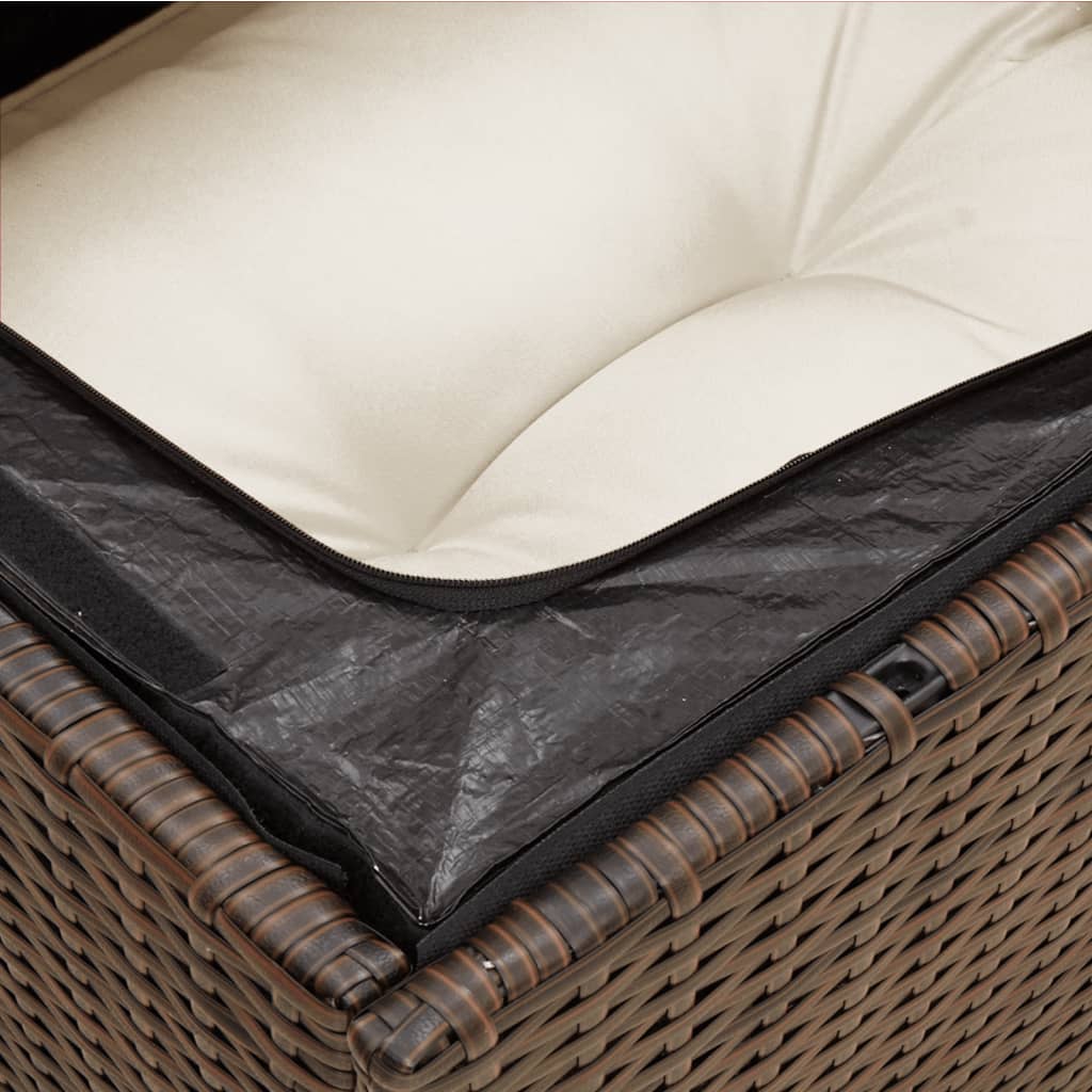 <em> Divano da Giardino a 3 Posti con Cuscini in Polyrattan Marrone</em>