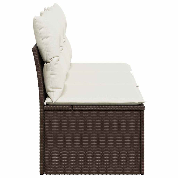 Divano da Giardino a 3 Posti con Cuscini in Polyrattan Marrone 366219
