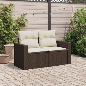 Divano da Giardino a 2 Posti con Cuscini in Polyrattan Marrone 366220