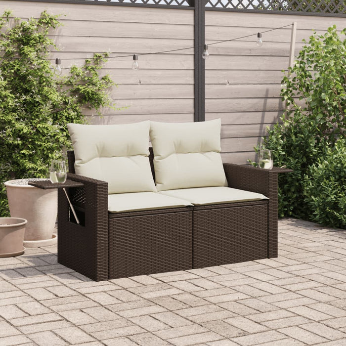Divano da Giardino a 2 Posti con Cuscini in Polyrattan Marronecod mxl 111725