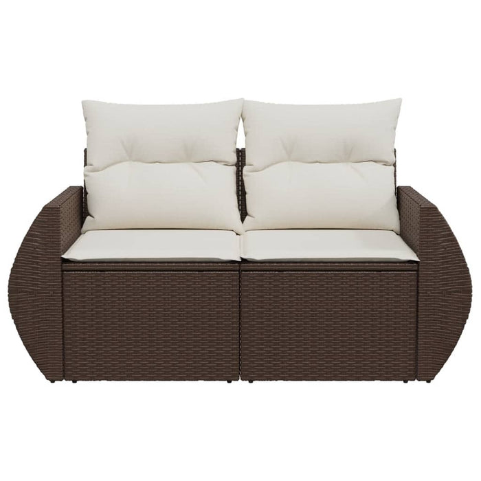 Divano da Giardino a 2 Posti con Cuscini in Polyrattan Marrone 366222