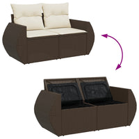 Divano da Giardino a 2 Posti con Cuscini in Polyrattan Marrone 366222