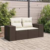 Divano da Giardino a 2 Posti con Cuscini in Polyrattan Marrone 366223