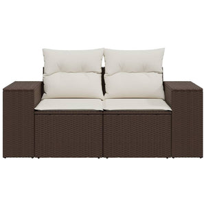 Divano da Giardino a 2 Posti con Cuscini in Polyrattan Marrone 366223