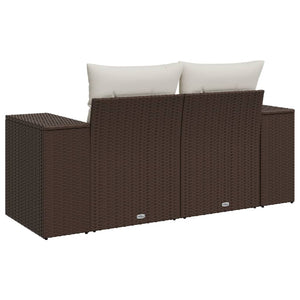 Divano da Giardino a 2 Posti con Cuscini in Polyrattan Marrone 366223