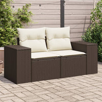 Divano da Giardino a 2 Posti con Cuscini in Polyrattan Marrone 366223