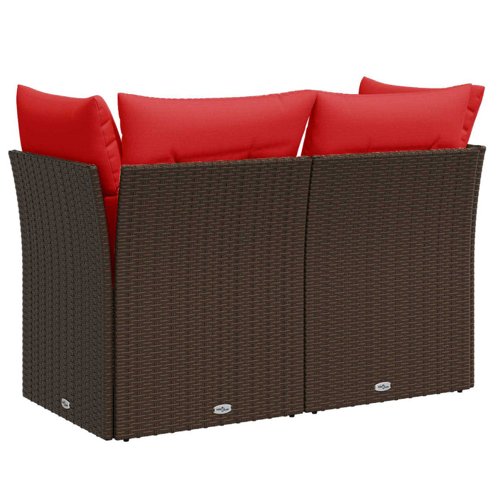 Divano da giardino con cuscini a 2 posti marrone in polyrattan 366226