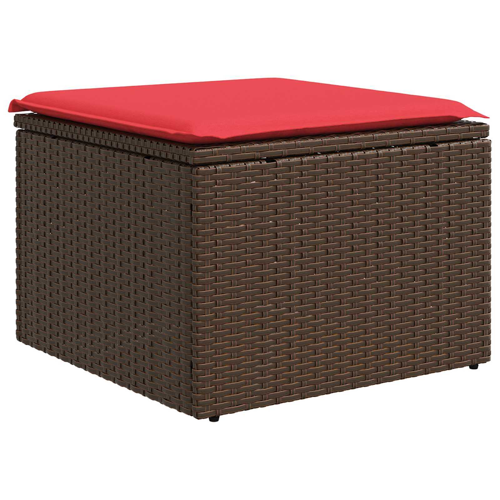 Sgabello da giardino con cuscino marrone 55x55x37 cm in polyrattan 366229