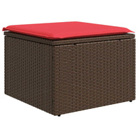 Sgabello da giardino con cuscino marrone 55x55x37 cm in polyrattan 366229