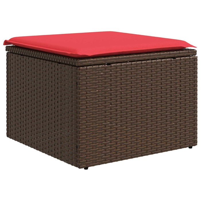 Sgabello da giardino con cuscino marrone 55x55x37 cm in polyrattan 366229