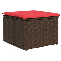 Sgabello da giardino con cuscino marrone 55x55x37 cm in polyrattan 366230