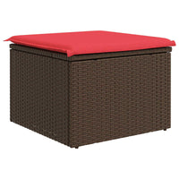 Sgabello da giardino con cuscino marrone 55x55x37 cm in polyrattan 366231