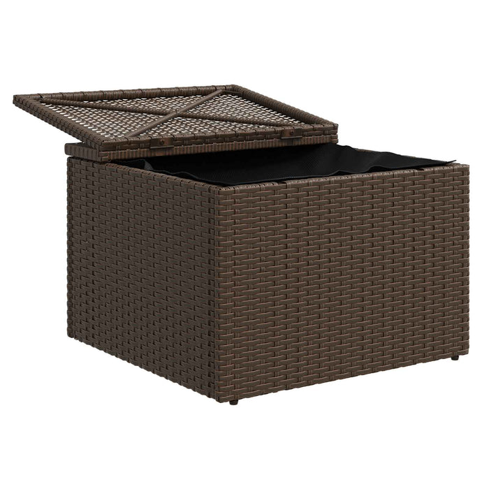Sgabello da giardino con cuscino marrone 55x55x37 cm in polyrattan 366231