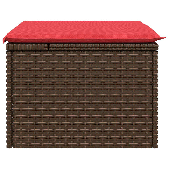 Sgabello da giardino con cuscino marrone 55x55x37 cm in polyrattan 366231