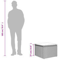 Sgabello da giardino con cuscino marrone 55x55x37 cm in polyrattan 366231