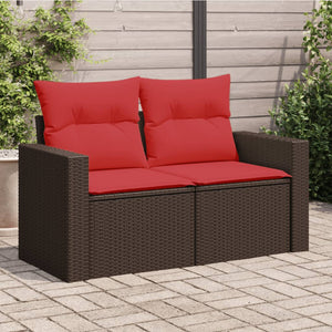 Divano da Giardino a 2 Posti con Cuscini in Polyrattan Marrone 366234