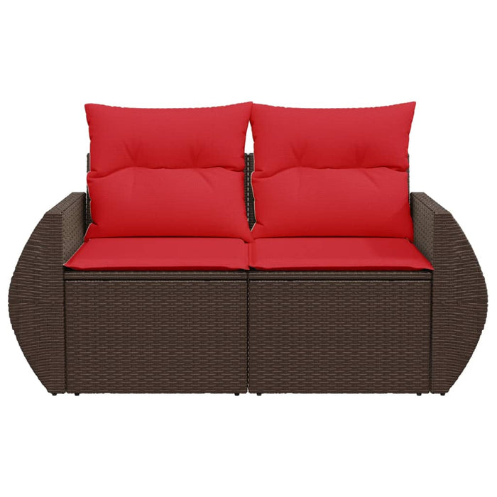 Divano da Giardino a 2 Posti con Cuscini in Polyrattan Marrone 366236