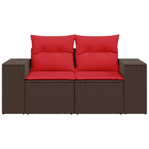 Divano da Giardino a 2 Posti con Cuscini in Polyrattan Marrone 366237