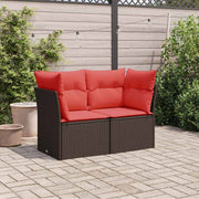 Divano da giardino con cuscini a 2 Posti-Sofa da Giardino-Divano da esterno marrone in polyrattan 213015