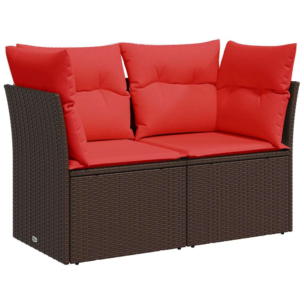 Divano da giardino con cuscini a 2 Posti-Sofa da Giardino-Divano da esterno marrone in polyrattan 213015