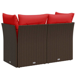 Divano da giardino con cuscini a 2 posti marrone in polyrattan 366240