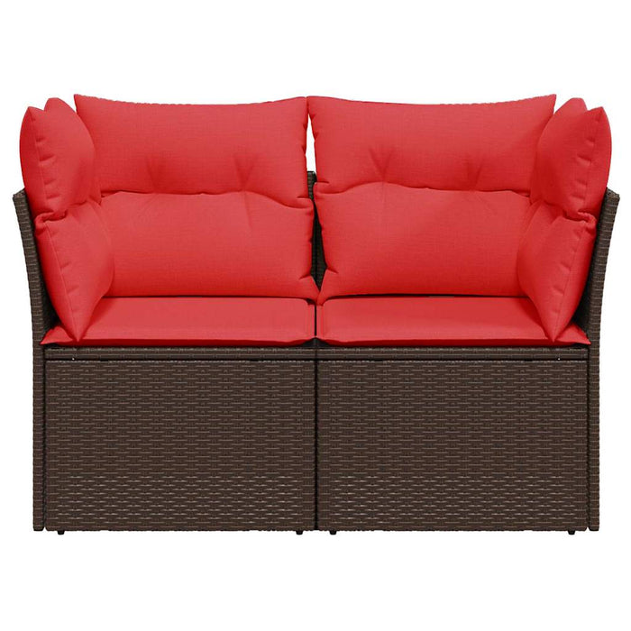 Divano da giardino con cuscini a 2 posti marrone in polyrattan 366240