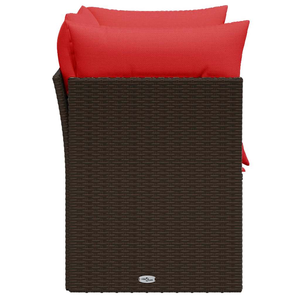 Divano da giardino con cuscini a 2 Posti-Sofa da Giardino-Divano da esterno marrone in polyrattan 213015