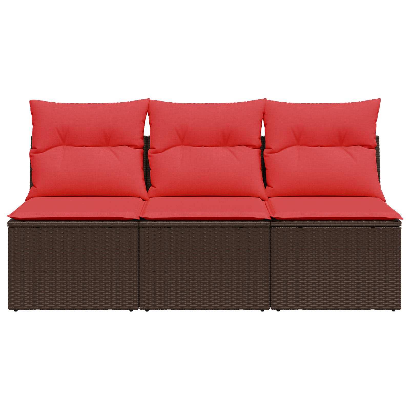 Divano da giardino con cuscini a 3 posti marrone in polyrattan 366242