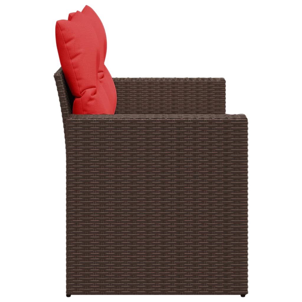 vidaXL Divano da giardino con cuscini a 2 posti marrone in polyrattan