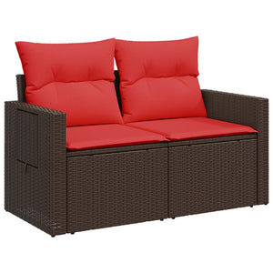 Divano da Giardino a 2 Posti con Cuscini in Polyrattan Marrone 366244
