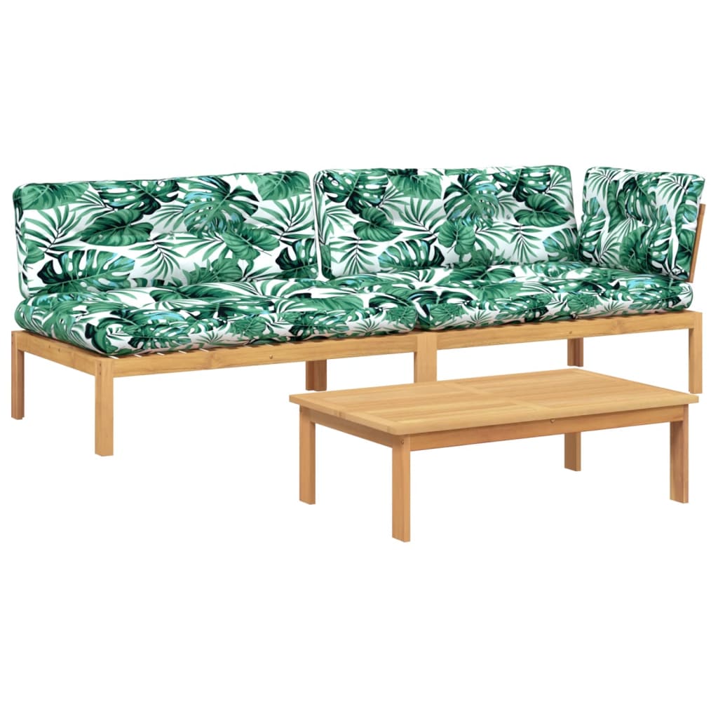 Set Divano Pallet Giardino 3pz con Cuscini Massello Acacia 3209324