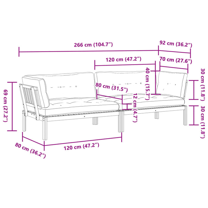 Divani Angolari Pallet Giardino 2pz con Cuscini Massello Acacia 3209350