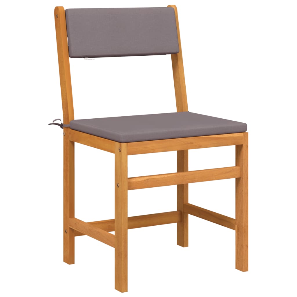 Set da Balcone 3pz con Cuscini in Legno Massello di Acacia