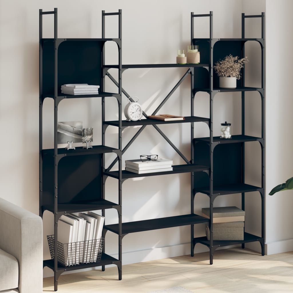 Libreria Nera 155,5x24x166,5 cm in Legno Multistrato 838858
