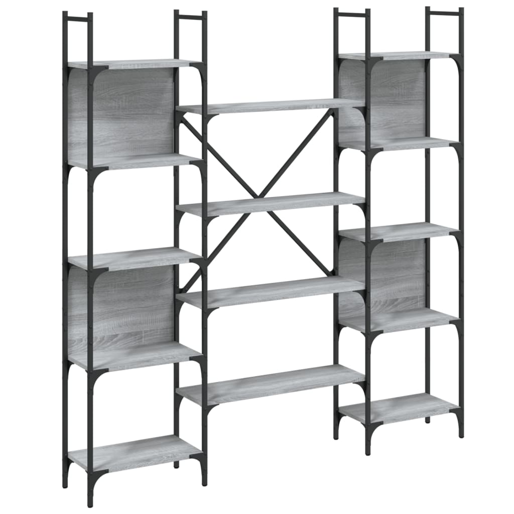 Libreria-Scaffale per Libri-Mobile di Stoccaggio Grigio Sonoma 155,5x24x166,5 cm in Legno Multistrato