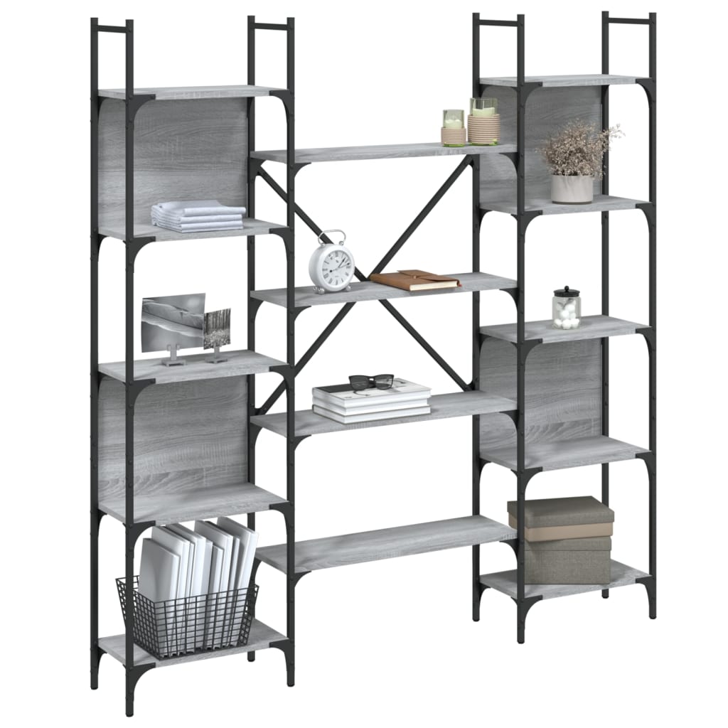 Libreria Grigio Sonoma 155,5x24x166,5 cm in Legno Multistrato 838861